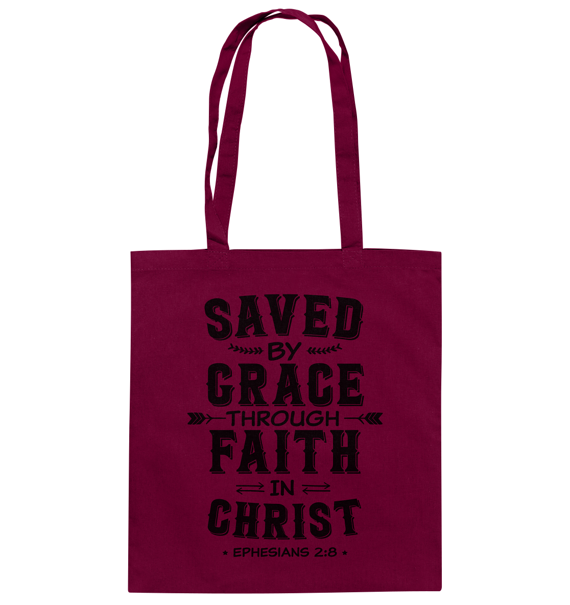 Saved by Grace through Faith in Christ - Baumwolltasche - GfoitMa - Burgundy / ca. 38x42