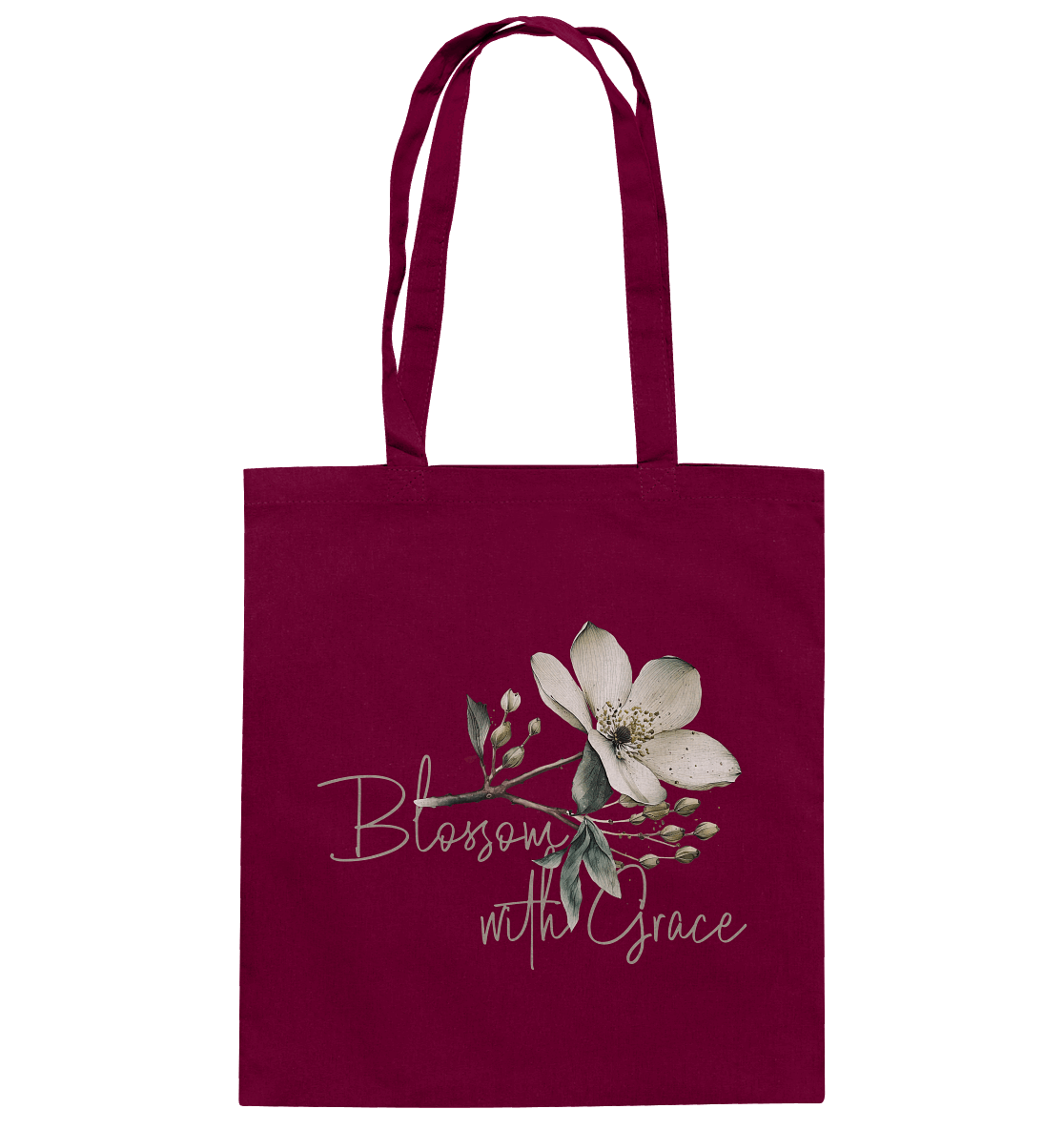 Blossom with Grace - Baumwolltasche - GfoitMa - Burgundy / ca. 38x42