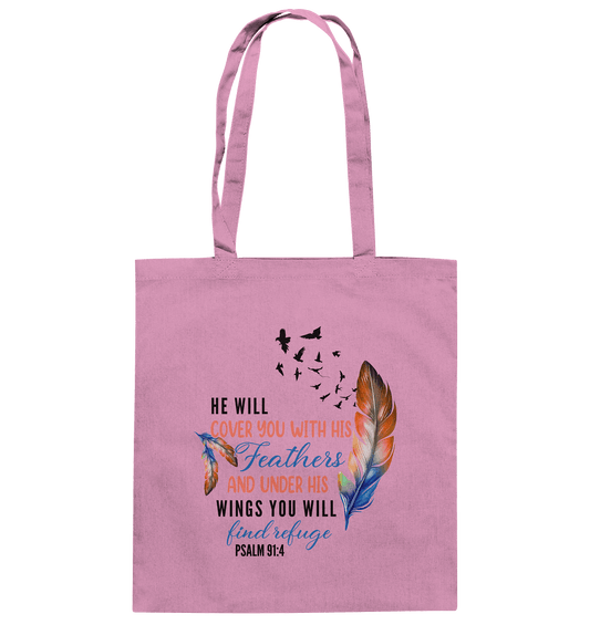 Psalm 91:4 - He will cover you with his Feathers - Baumwolltasche - GfoitMa - Classic Pink / ca. 38x42