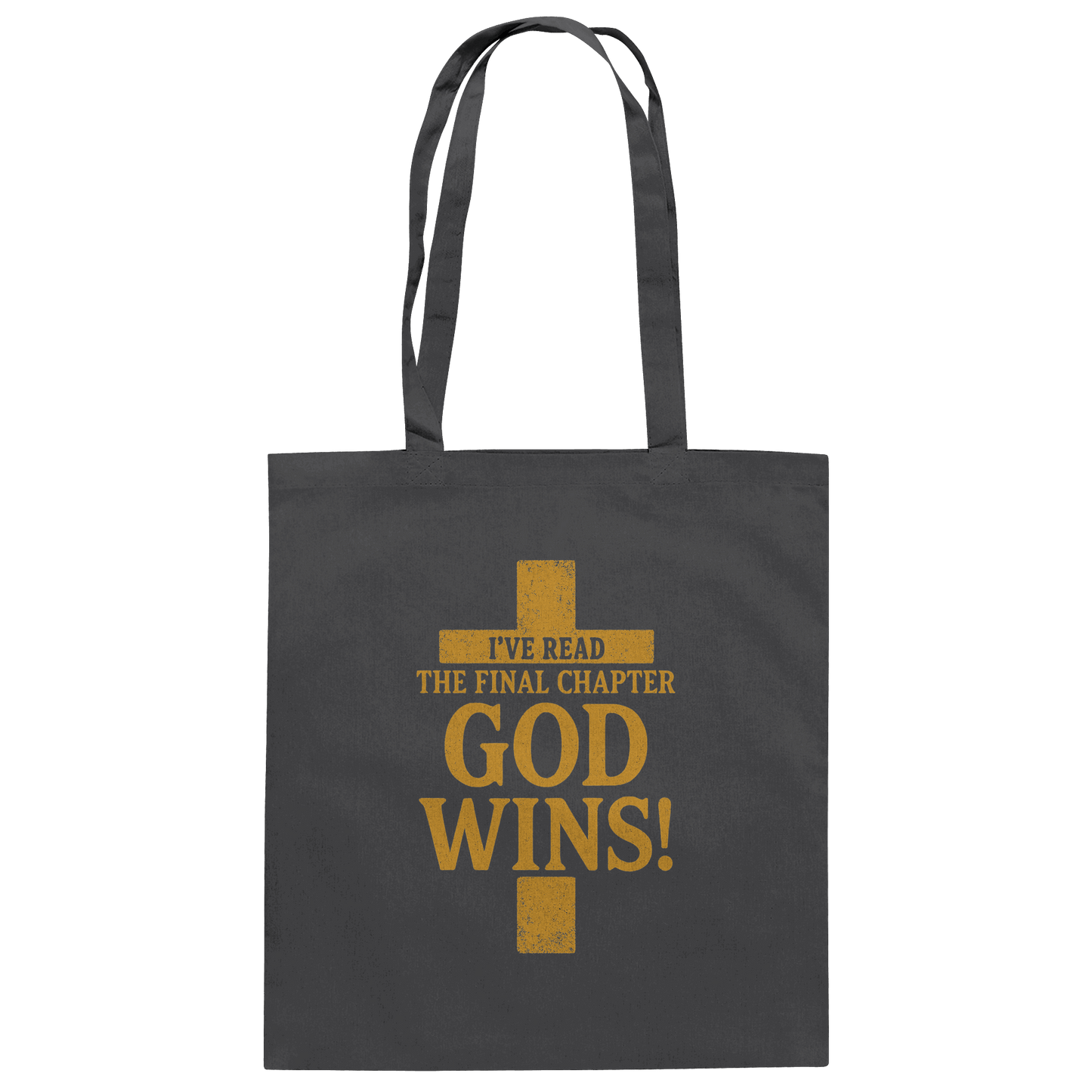 GOD WINS – Das Ende steht fest | Christliche Kleidung & Geschenke im Kreuz-Design - Baumwolltasche
