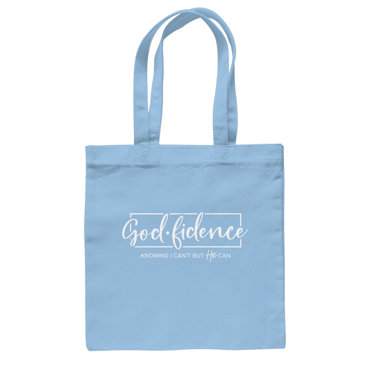 God.fidence – Knowing I can’t but He can | Christliche Kleidung - Baumwolltasche