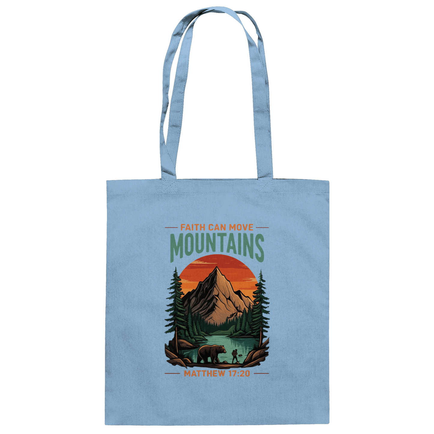 Faith Can Move Mountains | Christliches Design inspiriert von Matthäus 17,20 - Baumwolltasche