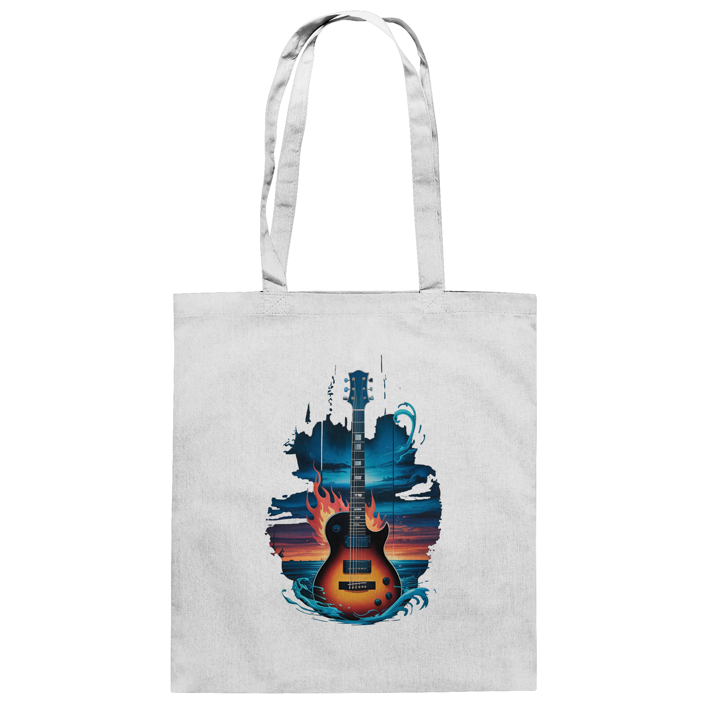 Fire & Water Guitar – Künstlerisches Gitarren Design für Musiker & Worshipper - Baumwolltasche
