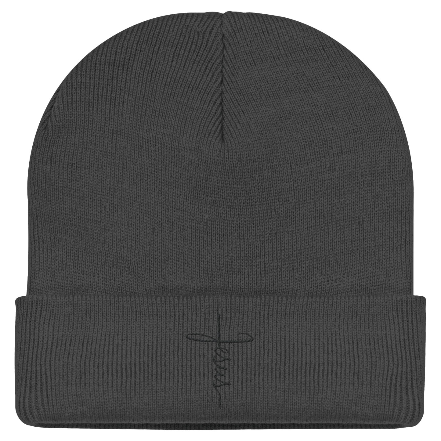 Kreuz mit Jesus Schrift (Stick) - Classic Beanie