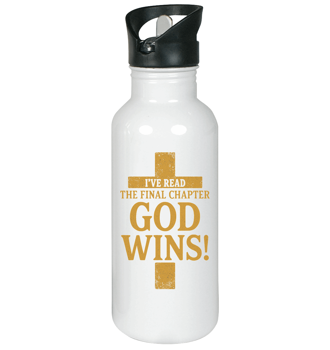 GOD WINS – Das Ende steht fest | Christliche Kleidung & Geschenke im Kreuz-Design - Edelstahl-Trinkflasche