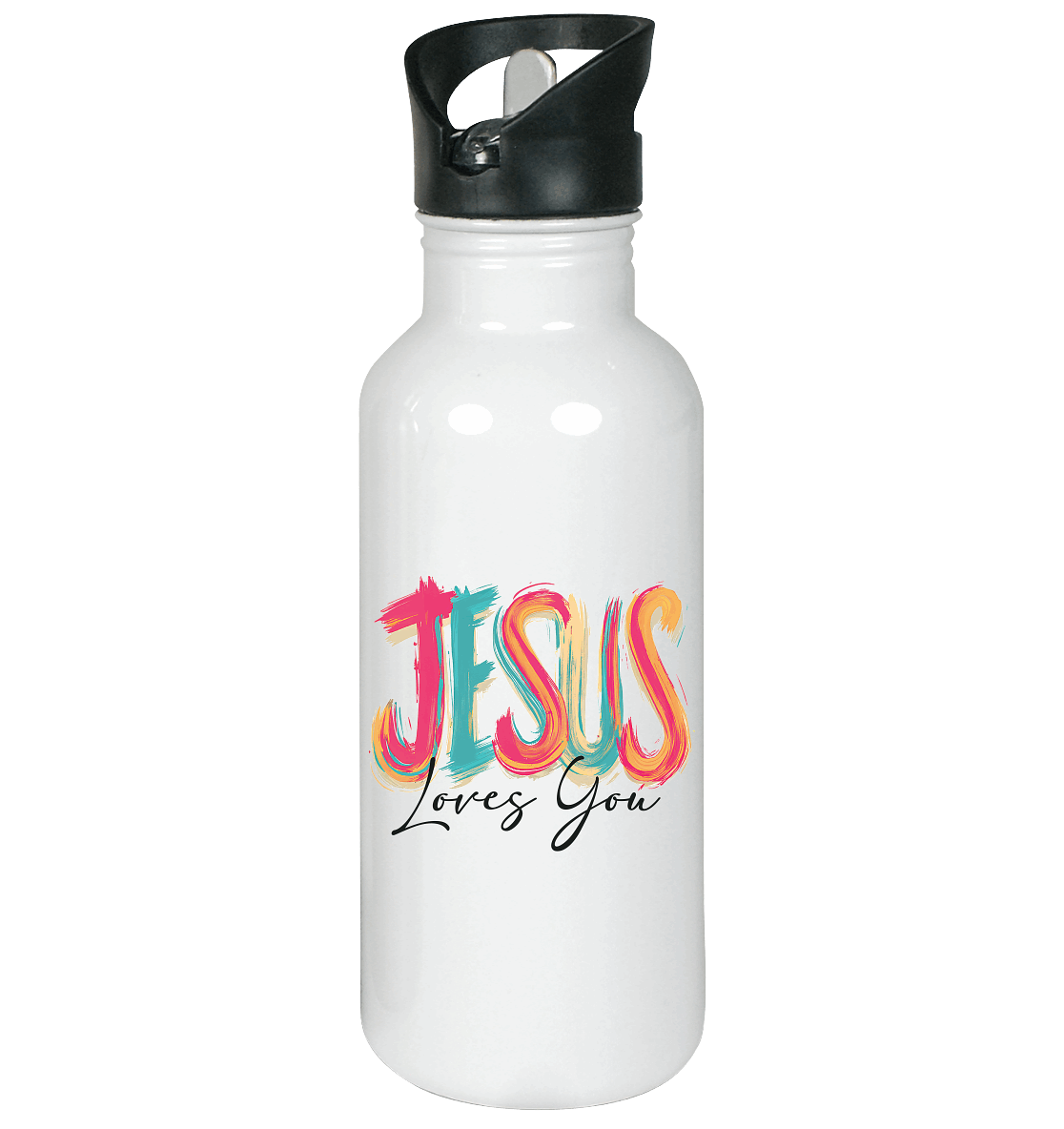 Jesus Loves You – Buntes Design voller Hoffnung und Liebe | Christliches Design - Edelstahl-Trinkflasche