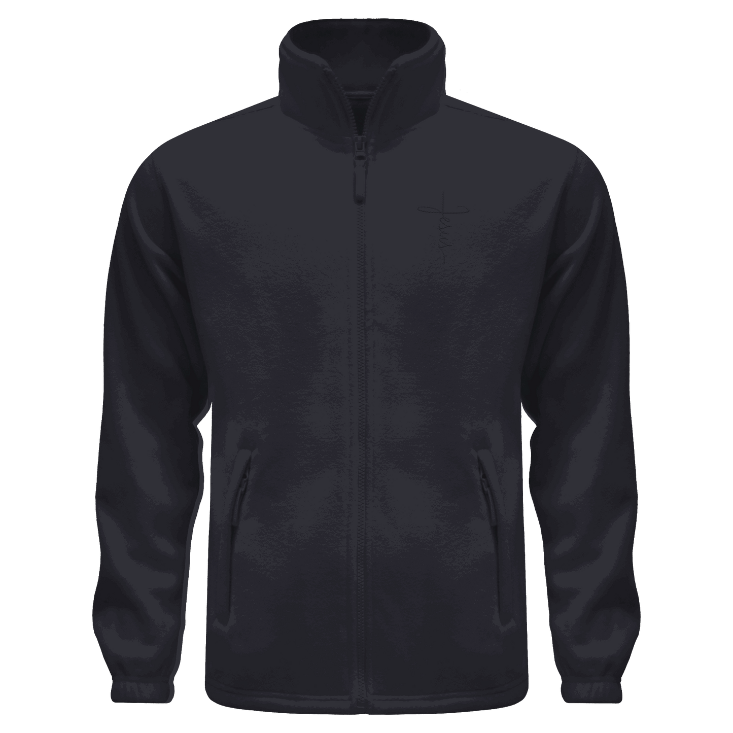 Kreuz mit Jesus Schrift (Stick) - Fleece Jacket