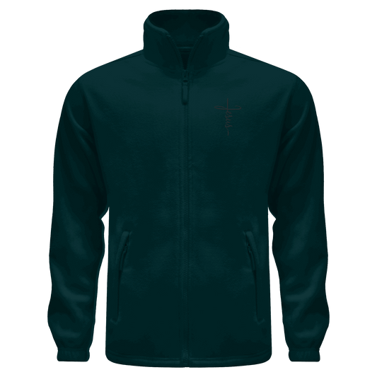 Kreuz mit Jesus Schrift (Stick) - Fleece Jacket