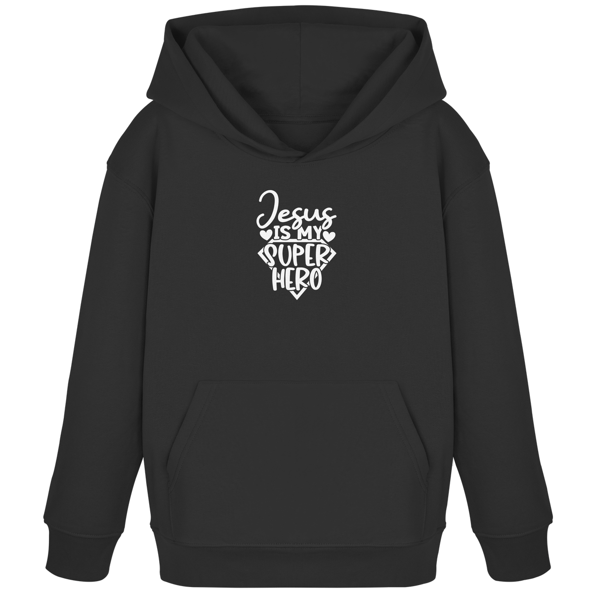 Jesus ist mein Superheld - Kids Organic Hoodie - GfoitMa - Black / 98/104 (3-4)