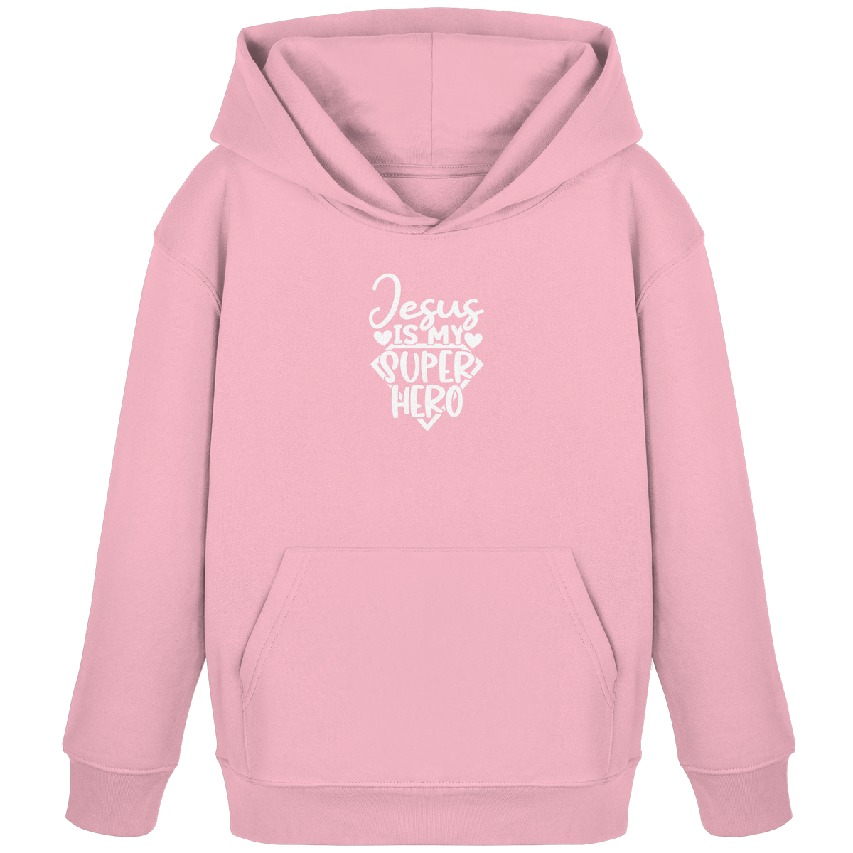 Jesus ist mein Superheld - Kids Organic Hoodie - GfoitMa - Cotton Pink / 98/104 (3-4)