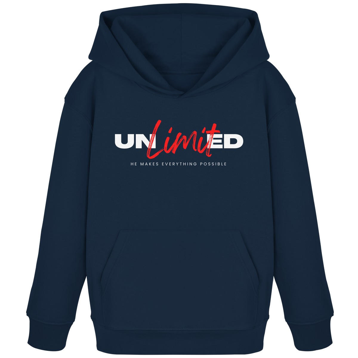 Unbegrenzte Möglichkeiten "Unlimited" - Kids Organic Hoodie - GfoitMa - French Navy / 98/104 (3-4)