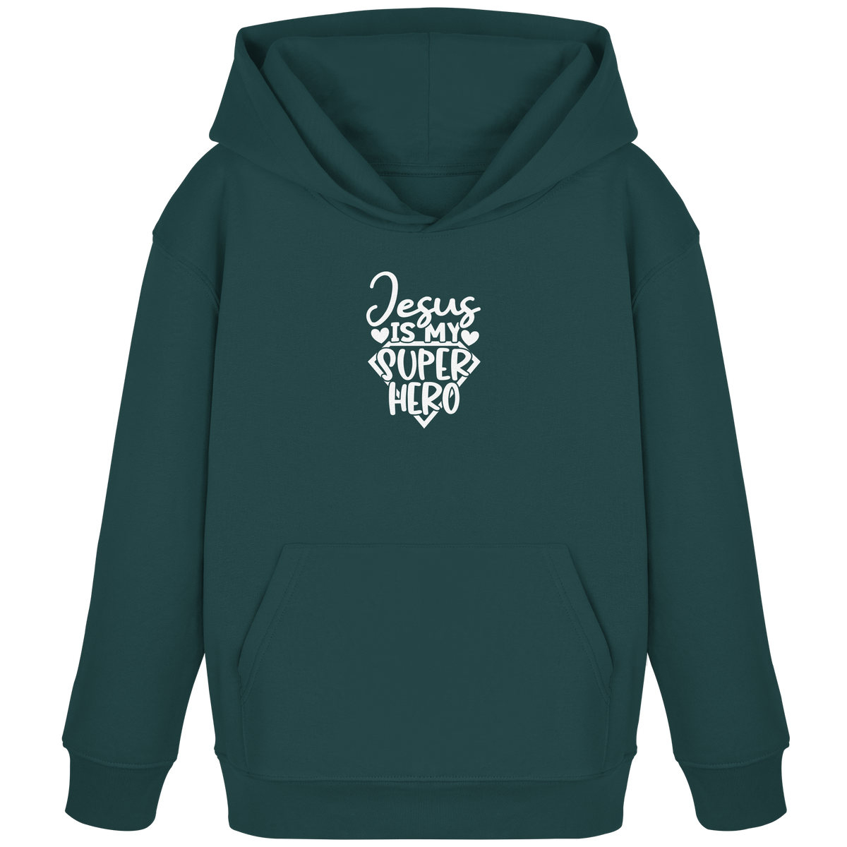 Jesus ist mein Superheld - Kids Organic Hoodie - GfoitMa - Glazed Green / 98/104 (3-4)