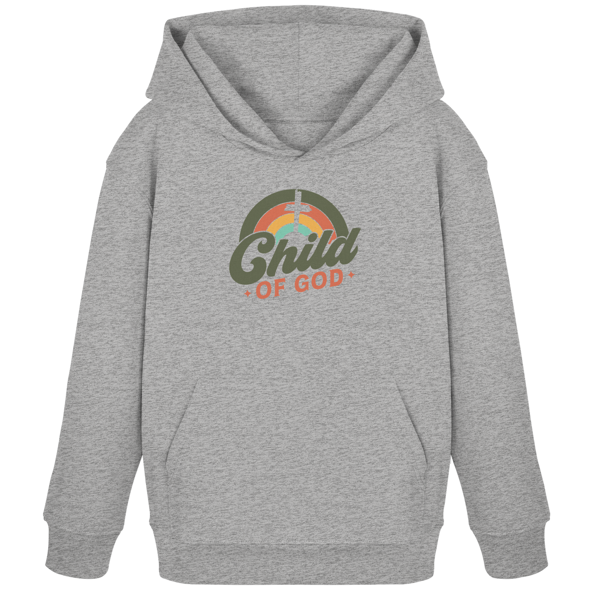 "Kind Gottes" im Retro-Look - Kids Organic Hoodie - GfoitMa - Heather Grey / 98/104 (3-4)