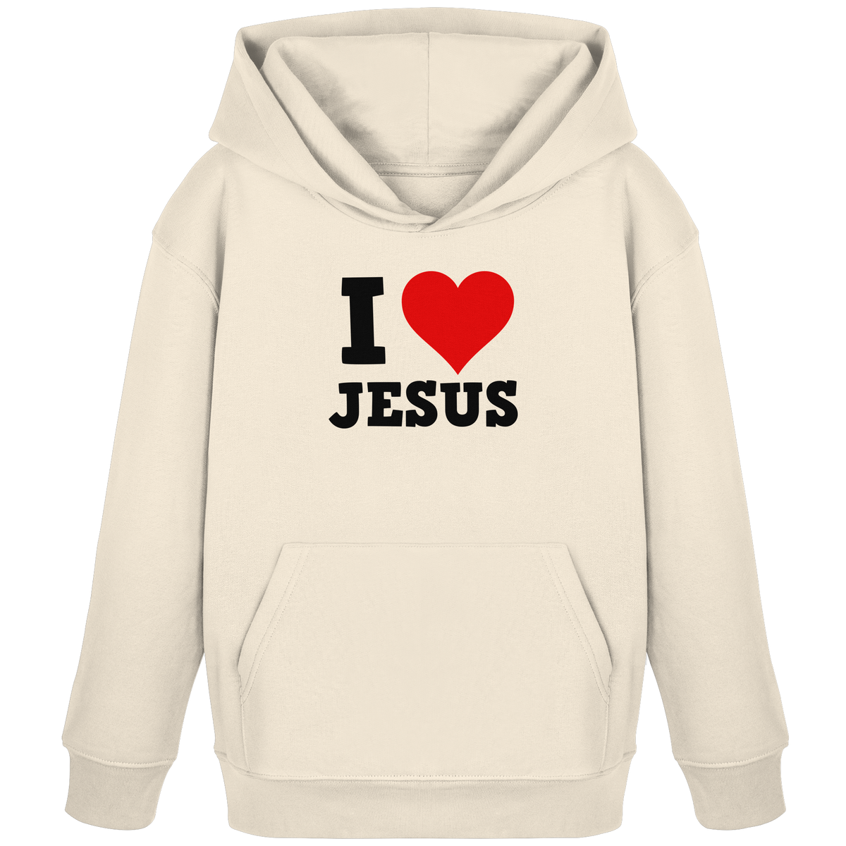 I Love Jesus - Kids Organic Hoodie - GfoitMa - Natural Raw / 98/104 (3-4)
