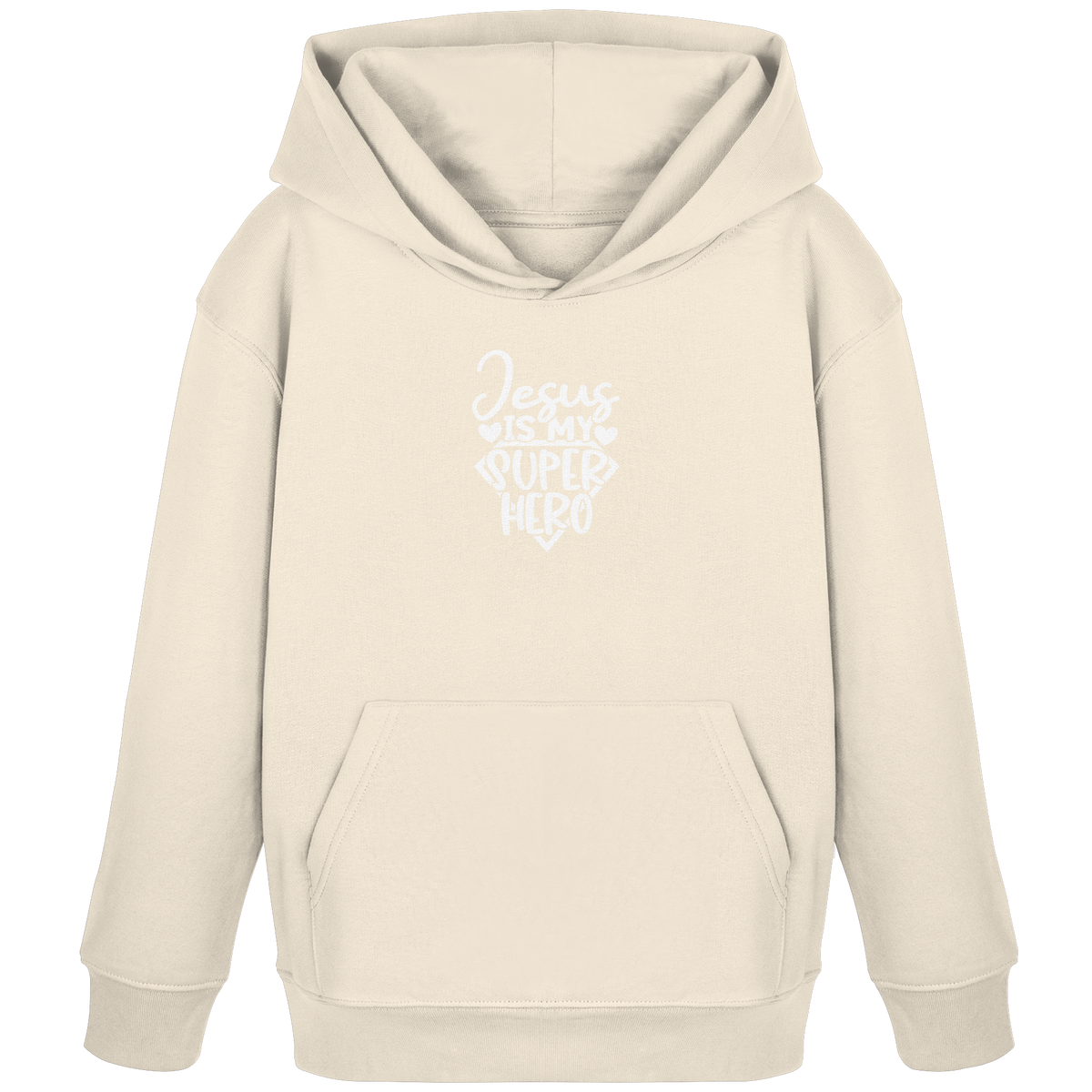 Jesus ist mein Superheld - Kids Organic Hoodie - GfoitMa - Natural Raw / 98/104 (3-4)