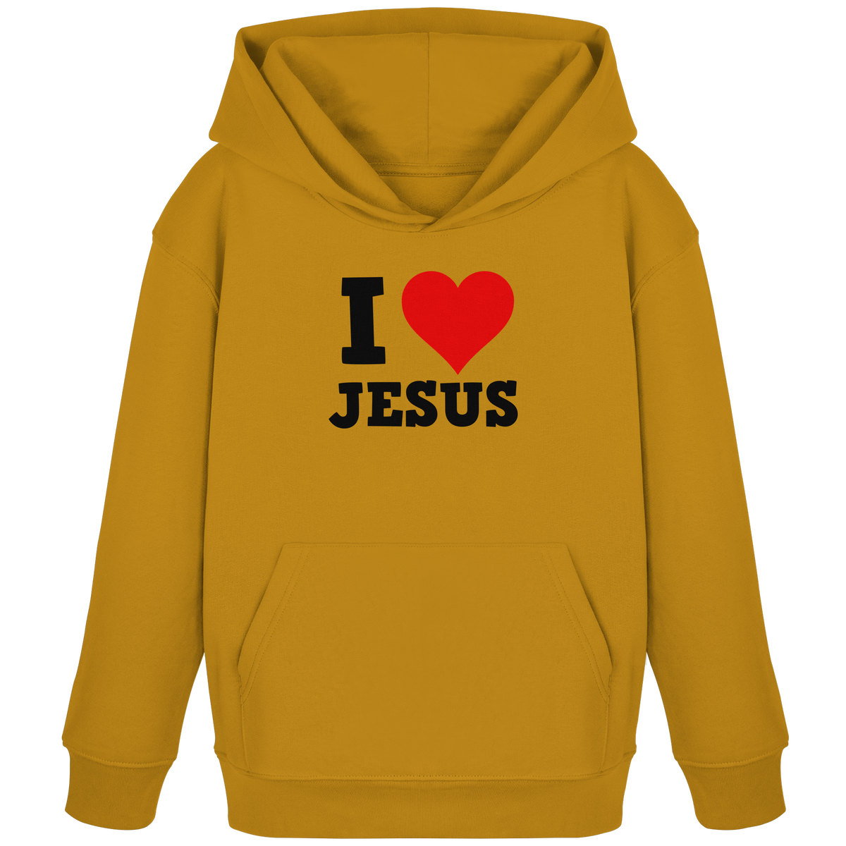 I Love Jesus - Kids Organic Hoodie - GfoitMa - Ochre / 98/104 (3-4)