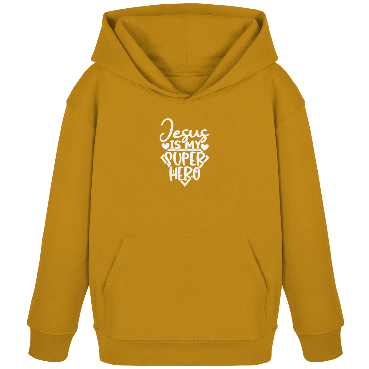 Jesus ist mein Superheld - Kids Organic Hoodie - GfoitMa - Ochre / 98/104 (3-4)