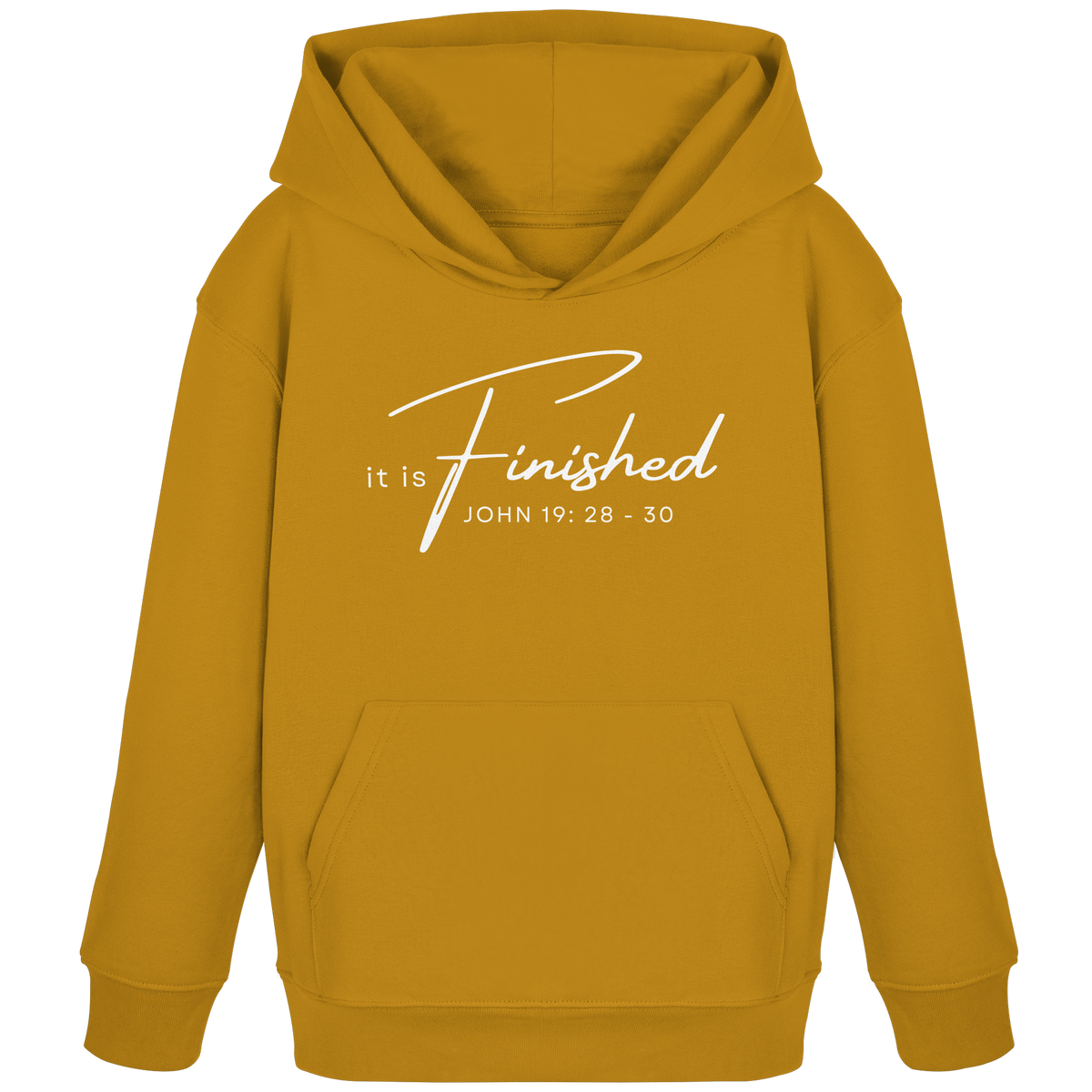 Es ist vollbracht: Inspiriert von Johannes 19 - Kids Organic Hoodie - GfoitMa - Ochre / 98/104 (3-4)