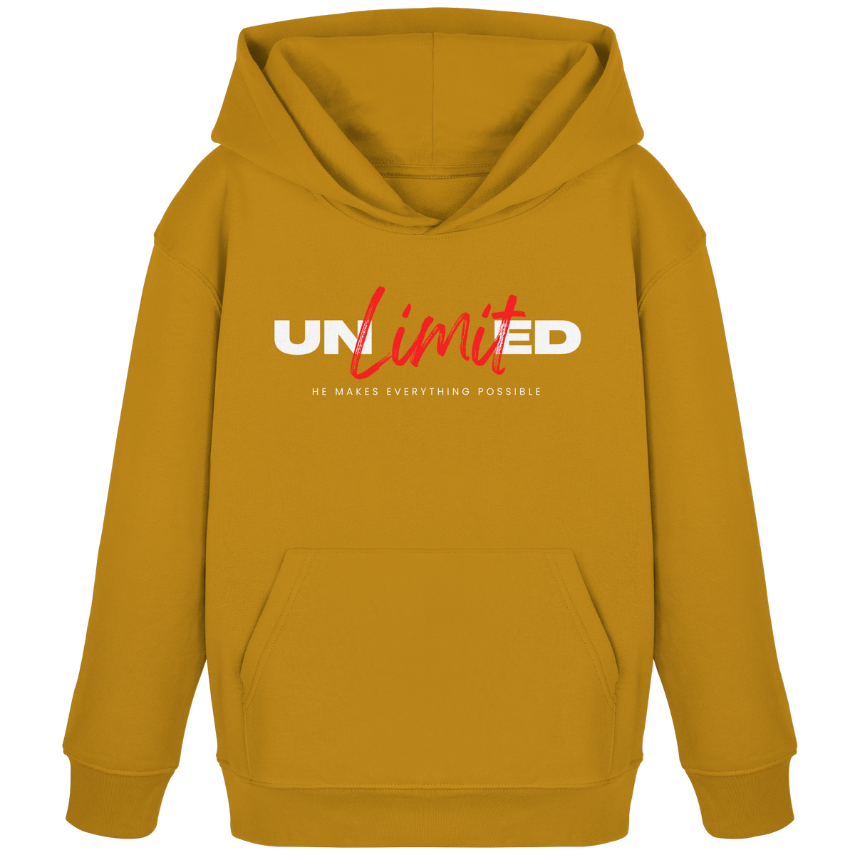 Unbegrenzte Möglichkeiten "Unlimited" - Kids Organic Hoodie - GfoitMa - Ochre / 98/104 (3-4)