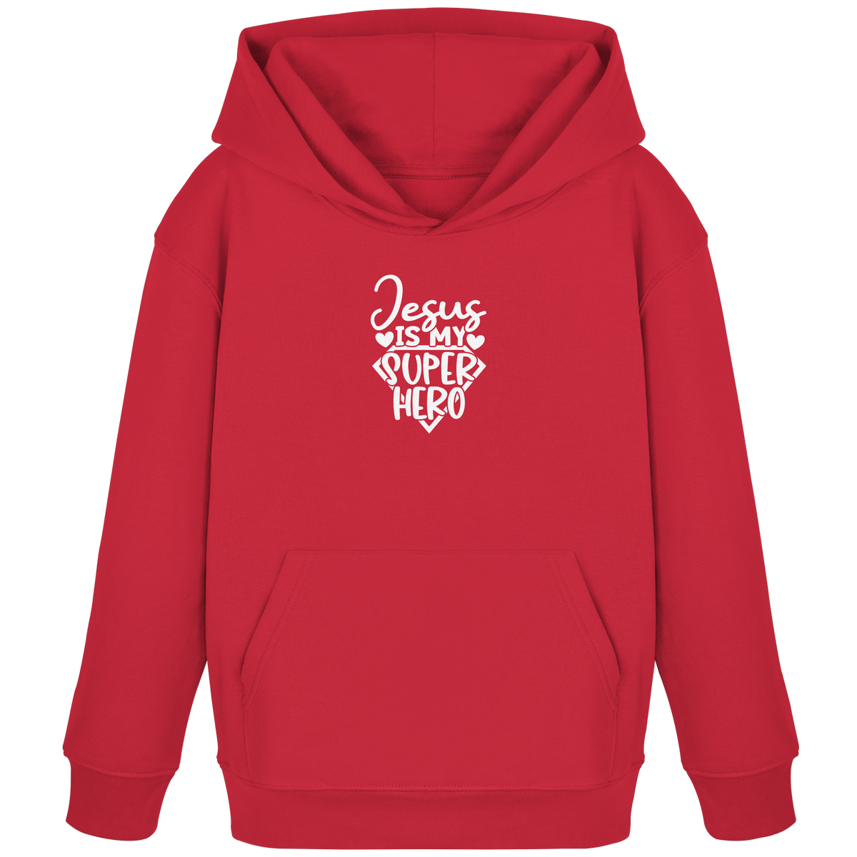Jesus ist mein Superheld - Kids Organic Hoodie - GfoitMa - Red / 98/104 (3-4)