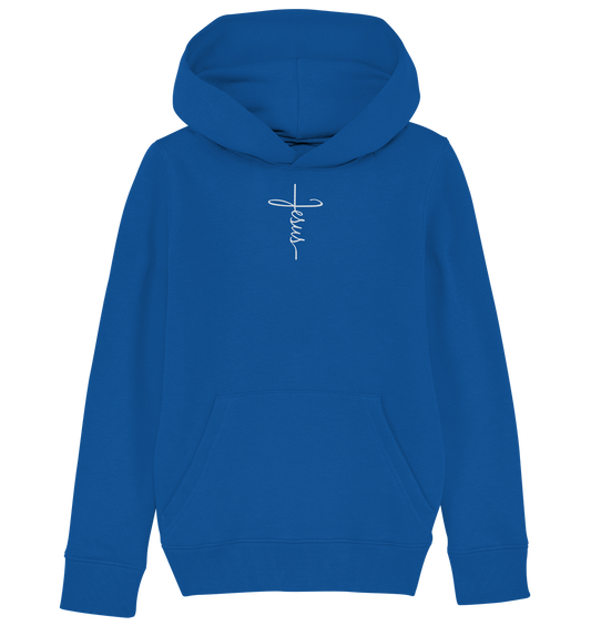 Jesus in the form of a cross - Embroidery (White) - Kids Organic Hoodie (Embroidery)