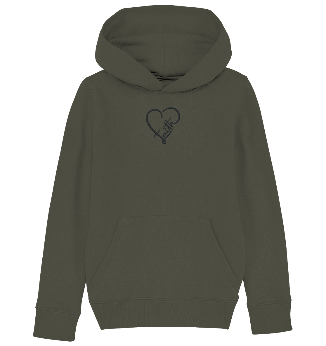 Gesticktes Glaube Motiv in Herzform - Kids Organic Hoodie (Stick)