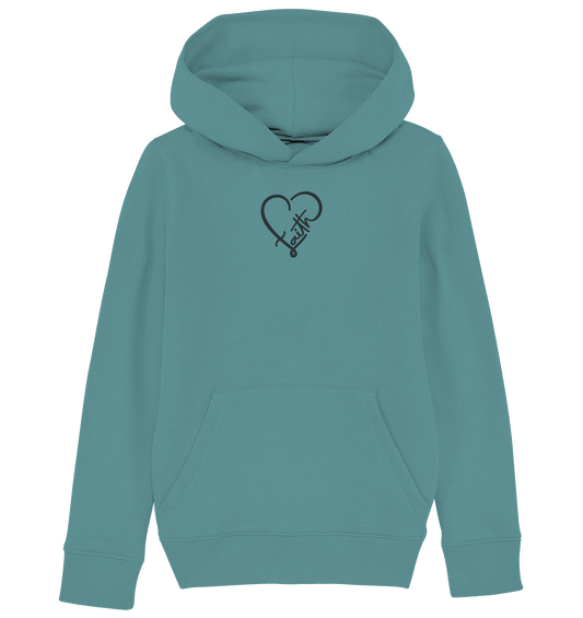 Gesticktes Glaube Motiv in Herzform - Kids Organic Hoodie (Stick)