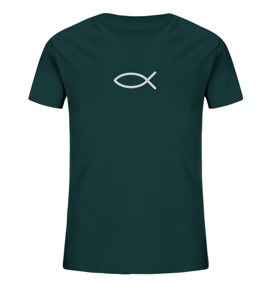 Der Ichthys – Ein zeitloses Zeichen (Stick) | Christliche Kleidung - Kids Organic Shirt (Stick)