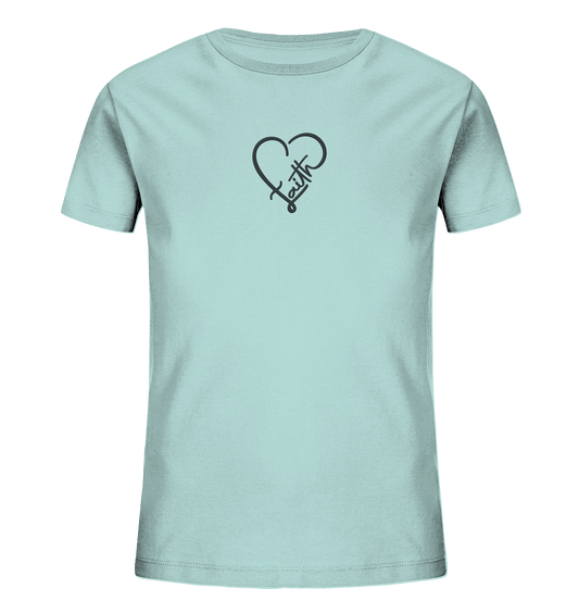 Gesticktes Glaube Motiv in Herzform - Kids Organic Shirt (Stick)