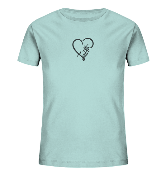 Gesticktes Glaube Motiv in Herzform - Kids Organic Shirt (Stick)
