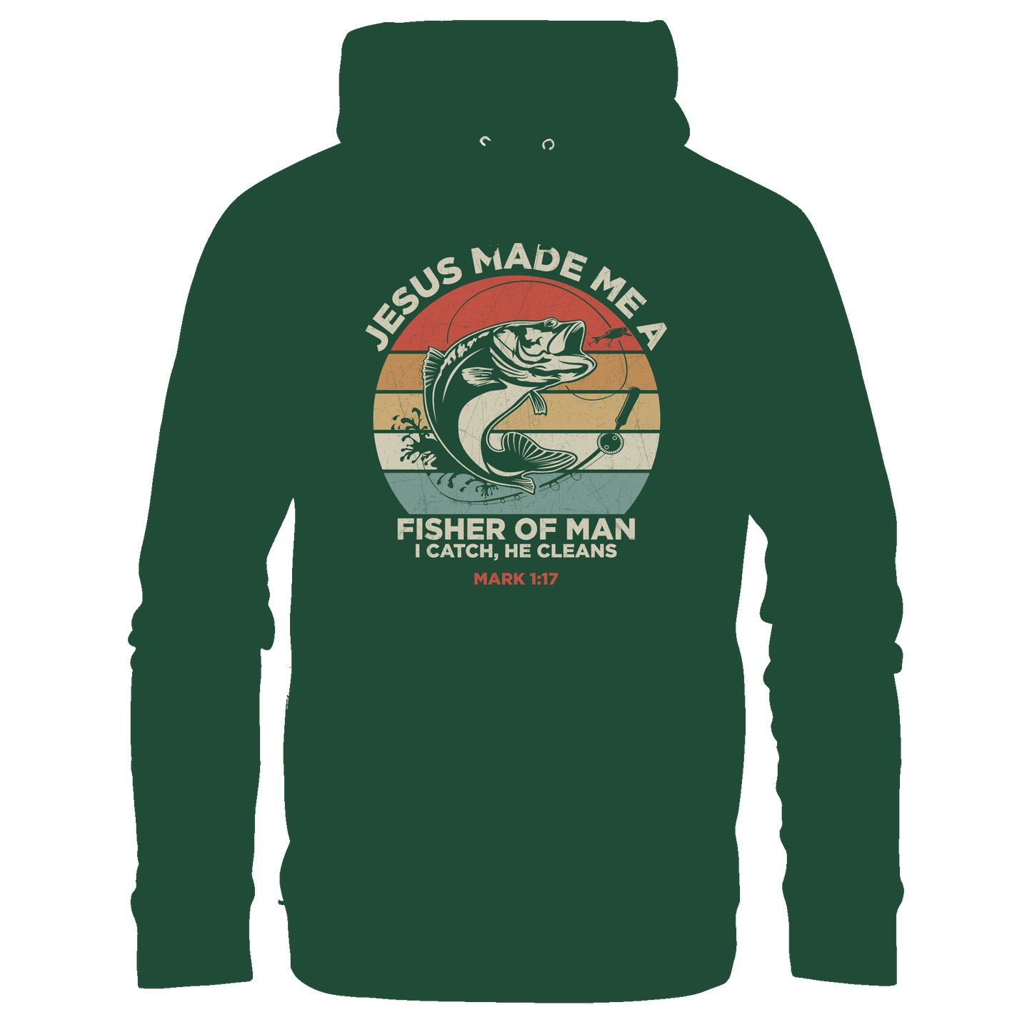 Jesus Made Me a Fisher of Men – I Catch, He Cleans | Christliches Design inspiriert von Matthäus 4:19 - Kids Premium Hoodie