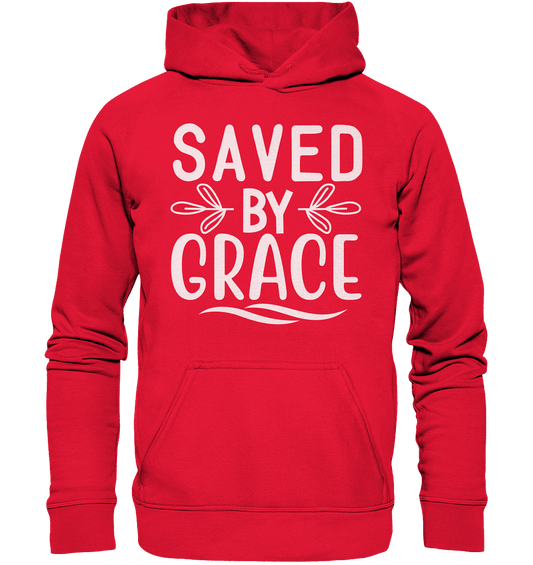 Saved by Grace White – Ein kraftvolles Glaubensstatement - Kids Premium Hoodie