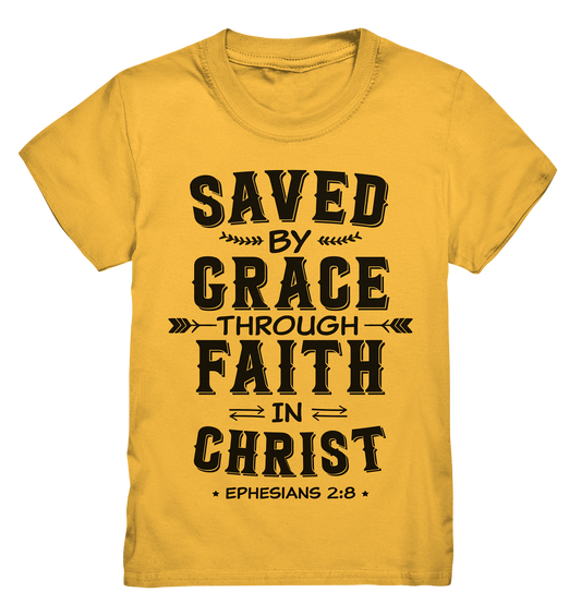 Saved by Grace through Faith in Christ - Kids Premium Shirt - GfoitMa - Gold / 98/104 (3-4)