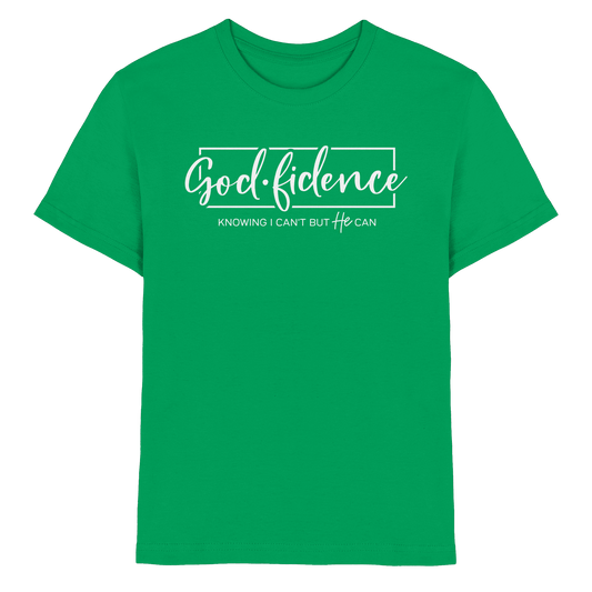 God.fidence – Knowing I can’t but He can | Christliche Kleidung - Kids Premium Shirt