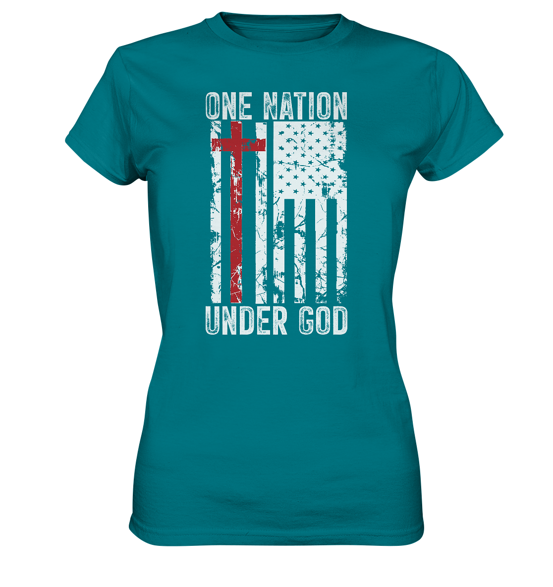One Nation Under God - Ladies Premium Shirt - GfoitMa - Diva Blue / XS