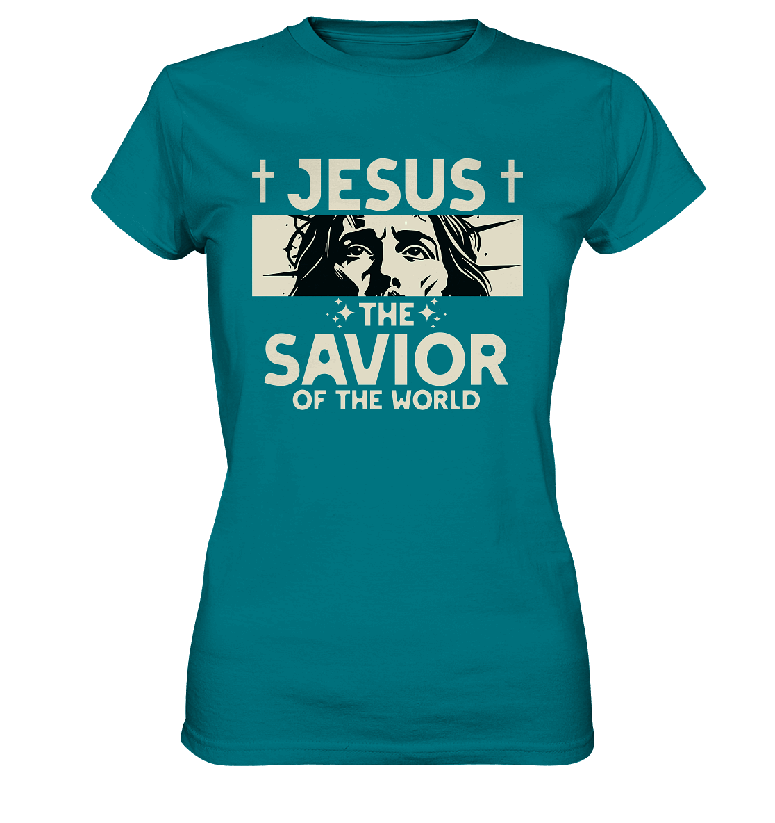 Jesus – The Savior of the World - Ladies Premium Shirt - GfoitMa - Diva Blue / XS