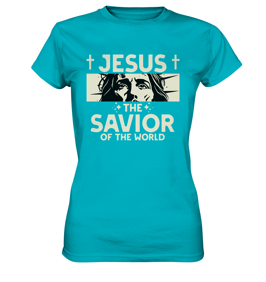 Jesus – The Savior of the World - Ladies Premium Shirt - GfoitMa - Swimming Pool / XS