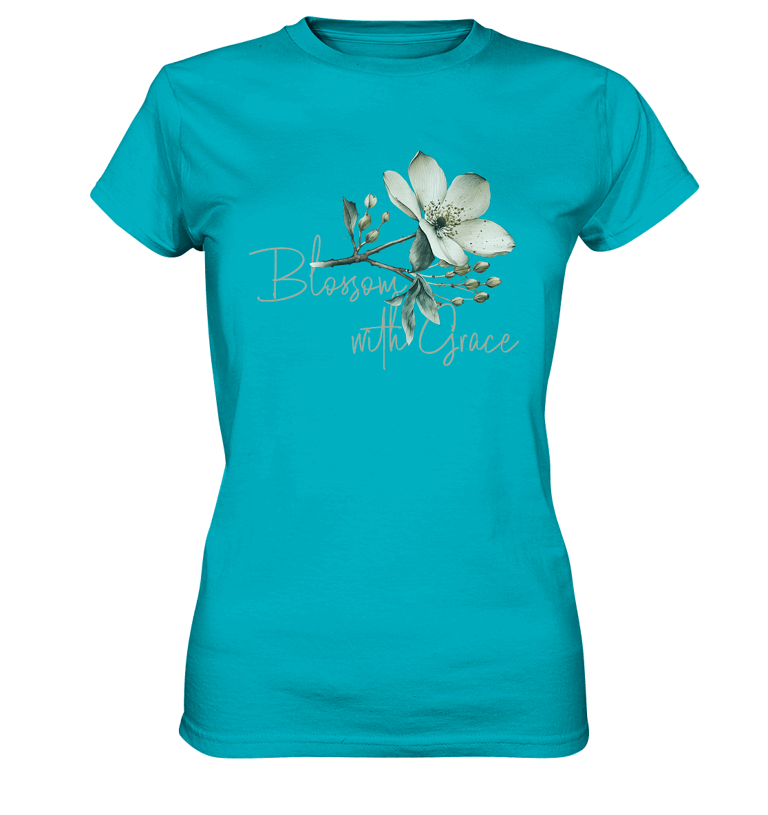 Blossom with Grace - Ladies Premium Shirt - GfoitMa - Swimming Pool / XS