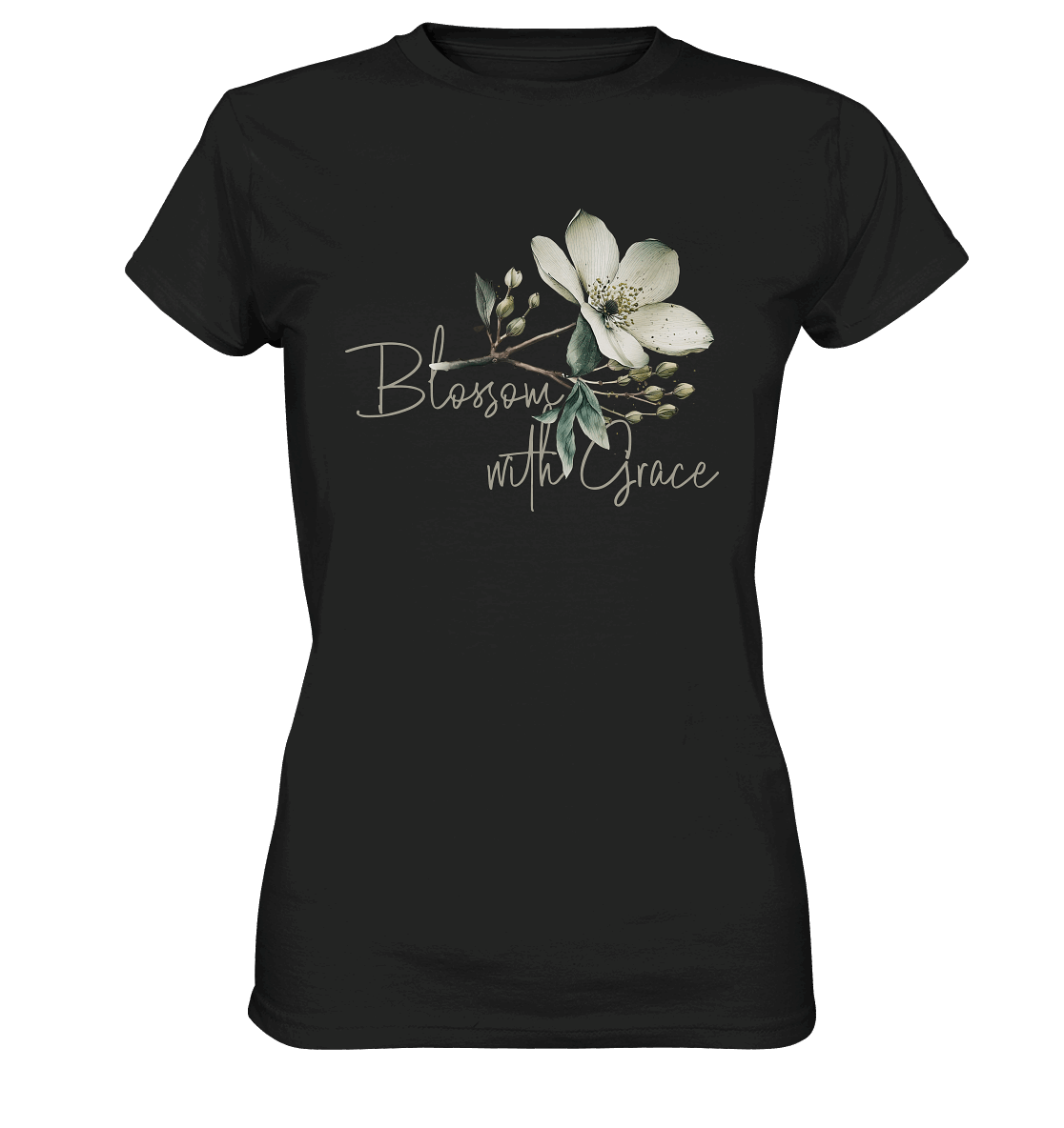 Blossom with Grace - Ladies Premium Shirt - GfoitMa - Black / XS