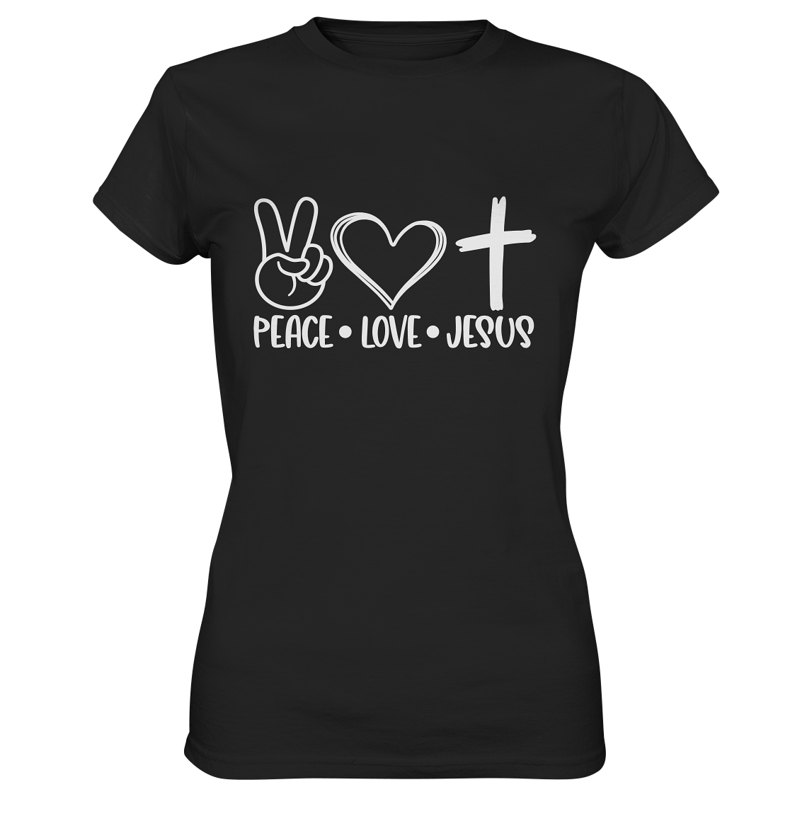 Frieden, Liebe, Jesus: Christliche Kleidungskollektion - Ladies Premium Shirt - GfoitMa - Black / XS
