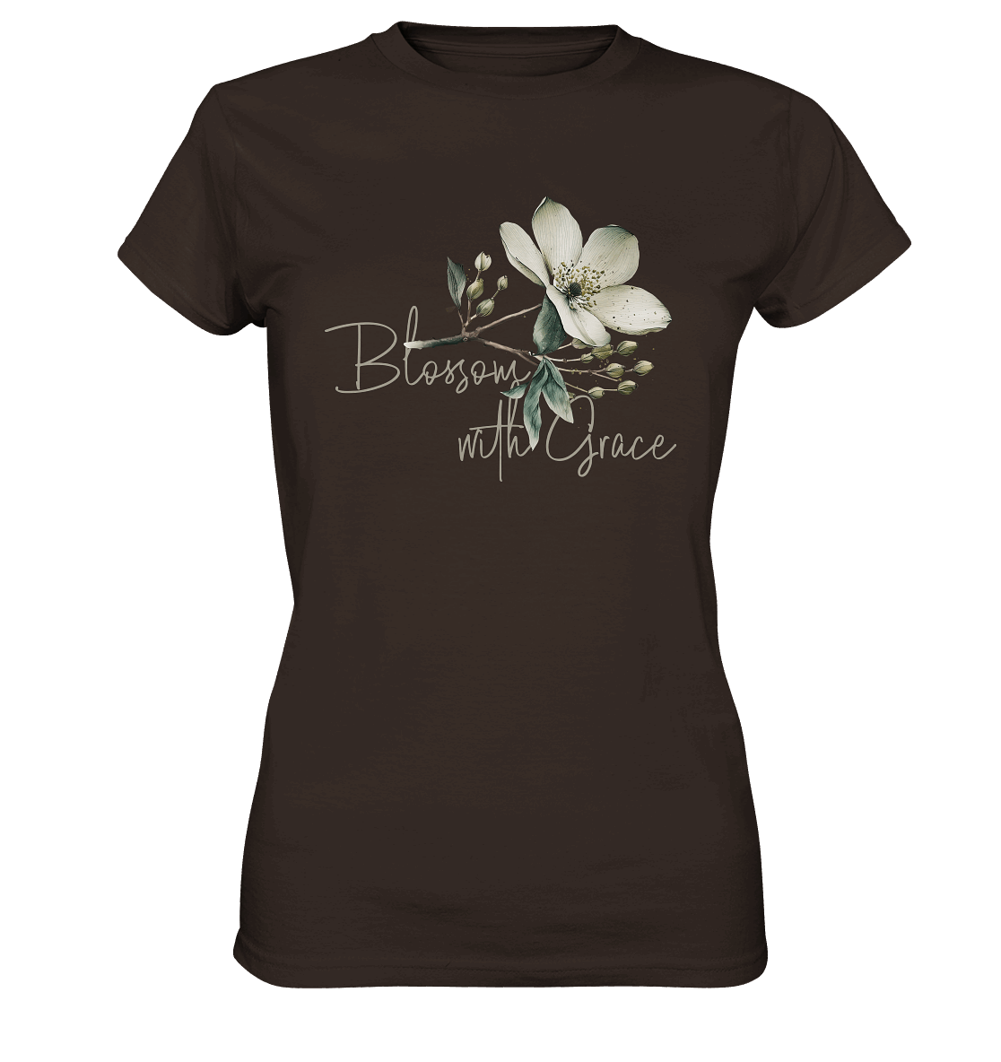 Blossom with Grace - Ladies Premium Shirt - GfoitMa - Brown / XS