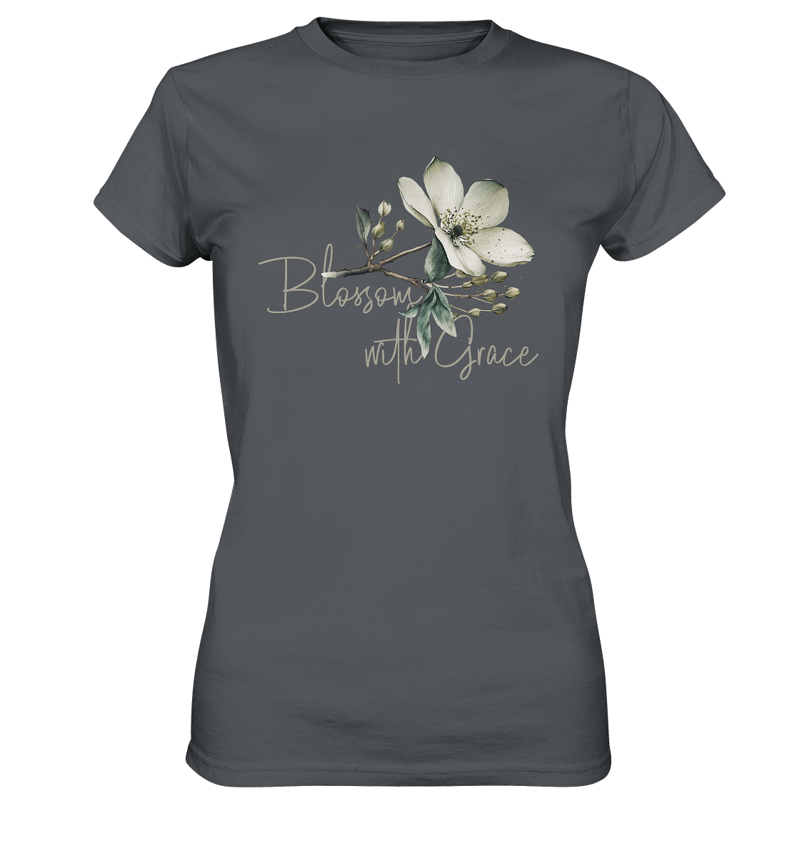 Blossom with Grace - Ladies Premium Shirt - GfoitMa - Dark Grey / XS
