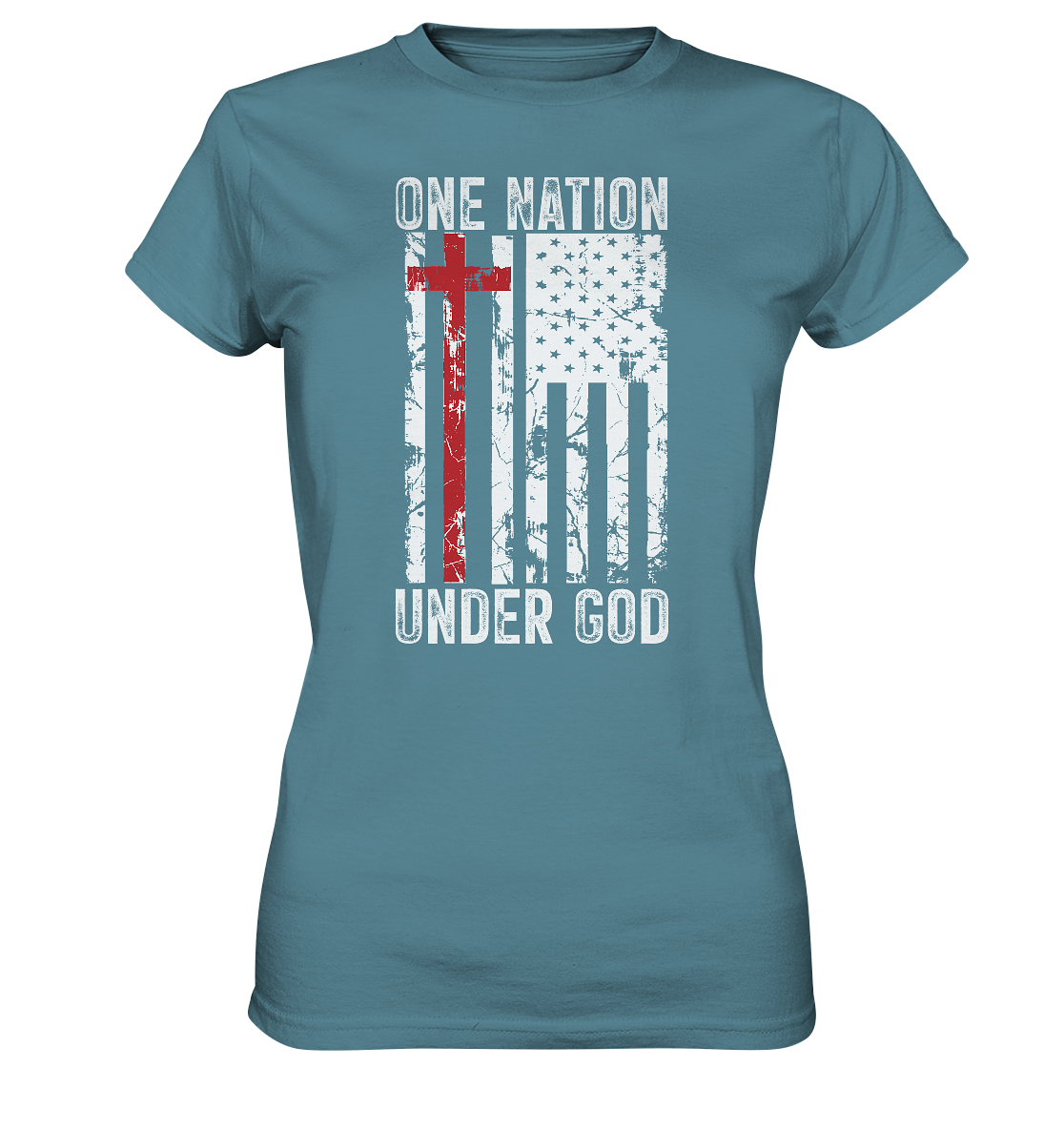 One Nation Under God - Ladies Premium Shirt - GfoitMa - Stone Blue / XS