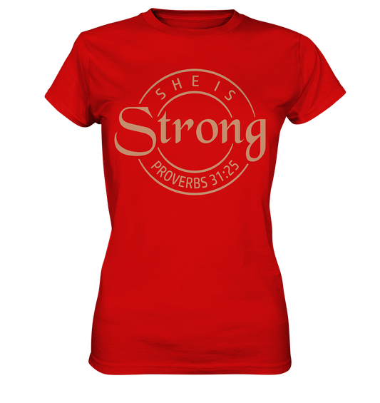 Sie ist stark - Sprüche 31,25 - Ladies Premium Shirt - GfoitMa - Red / XS