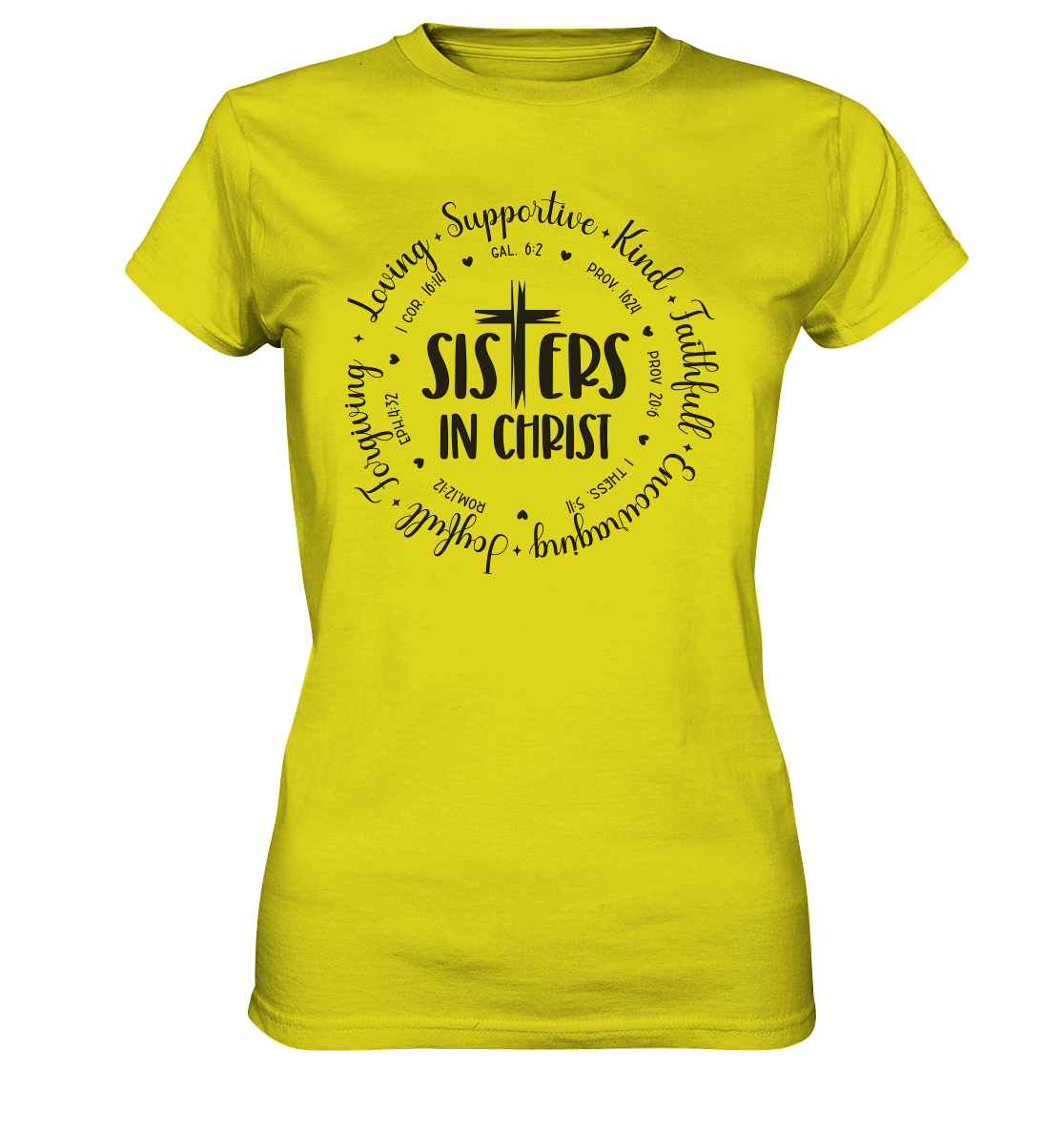 Sisters in Christ - Ladies Premium Shirt - GfoitMa - Pixel Lime / XS