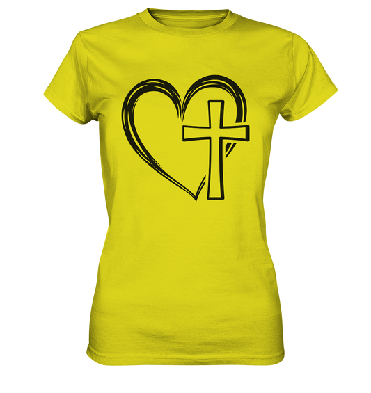 Heart & Cross Design - Ladies Premium Shirt