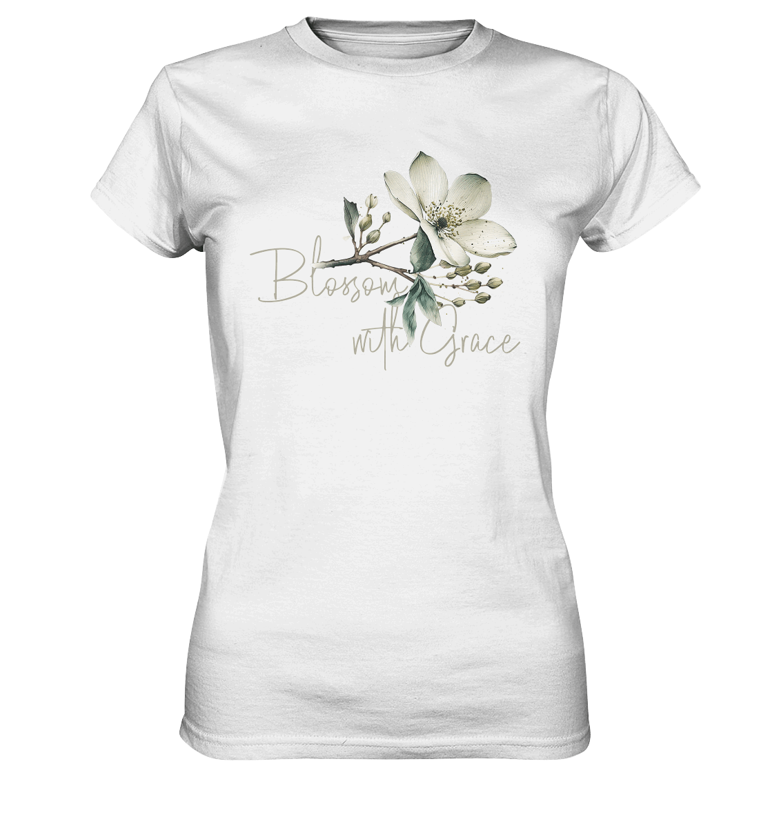 Blossom with Grace - Ladies Premium Shirt - GfoitMa - White / XS