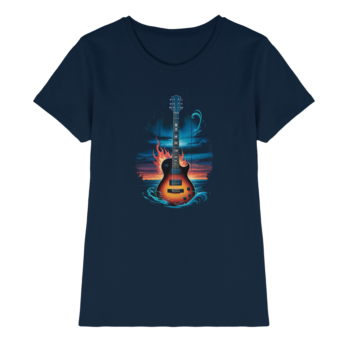 Fire & Water Guitar – Künstlerisches Gitarren Design für Musiker & Worshipper - Ladies Premium Shirt