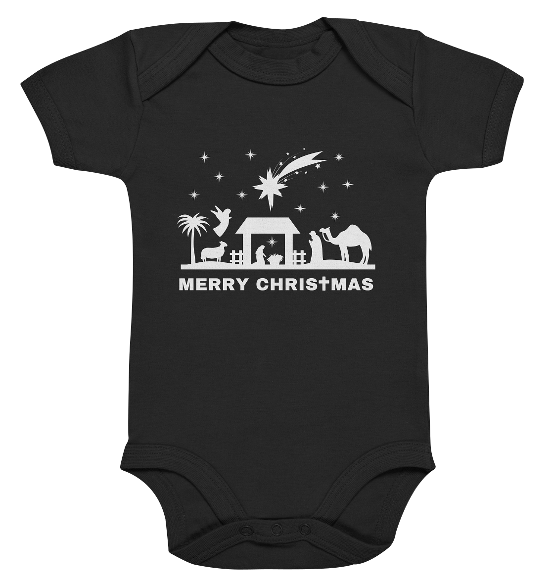 Merry Christmas - Frohe Weihnachten (Krippe Edition) - Organic Baby Bodysuit