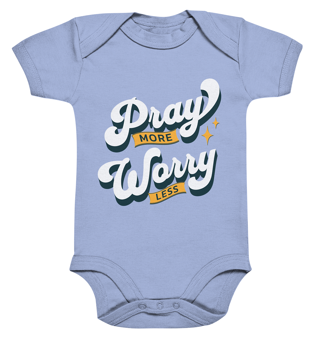 Bete mehr, sorge dich weniger - Organic Baby Bodysuit - GfoitMa - Dusty Blue / 0-3M